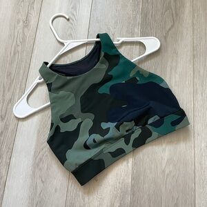 Carbon38 Camo Bra longline tank womens Green (small) workout activewear pilates